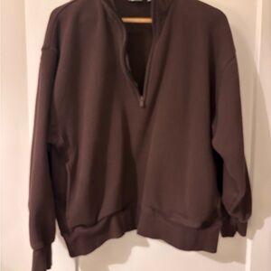 Aritzia sweat fleece Brown Quarter-Zip Sweatshirt